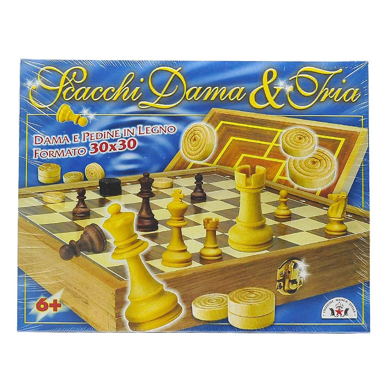 Scacchi + Dama +Tria 3 In 1 Gioco Da Tavolo