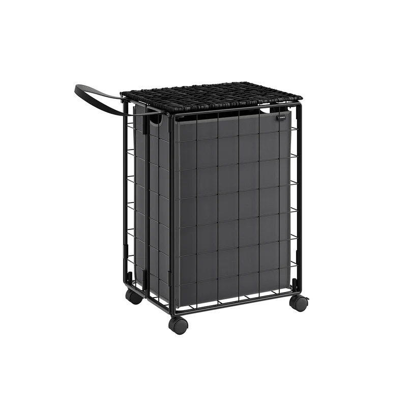Cesto Portabiancheria 110L Nero e Grigio
