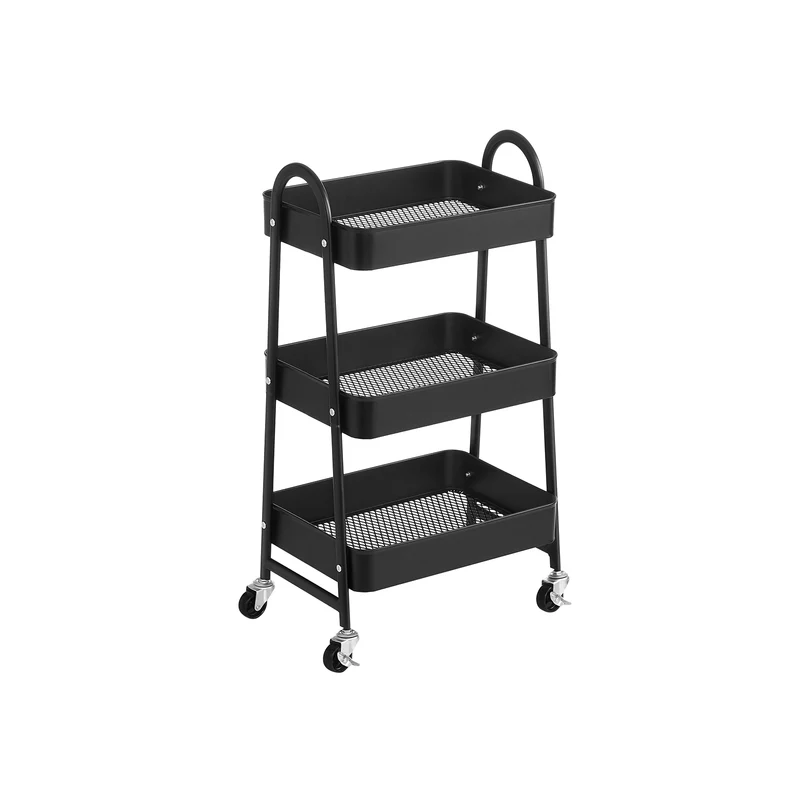 Carrello Scorrevole a 3 Livelli Nero
