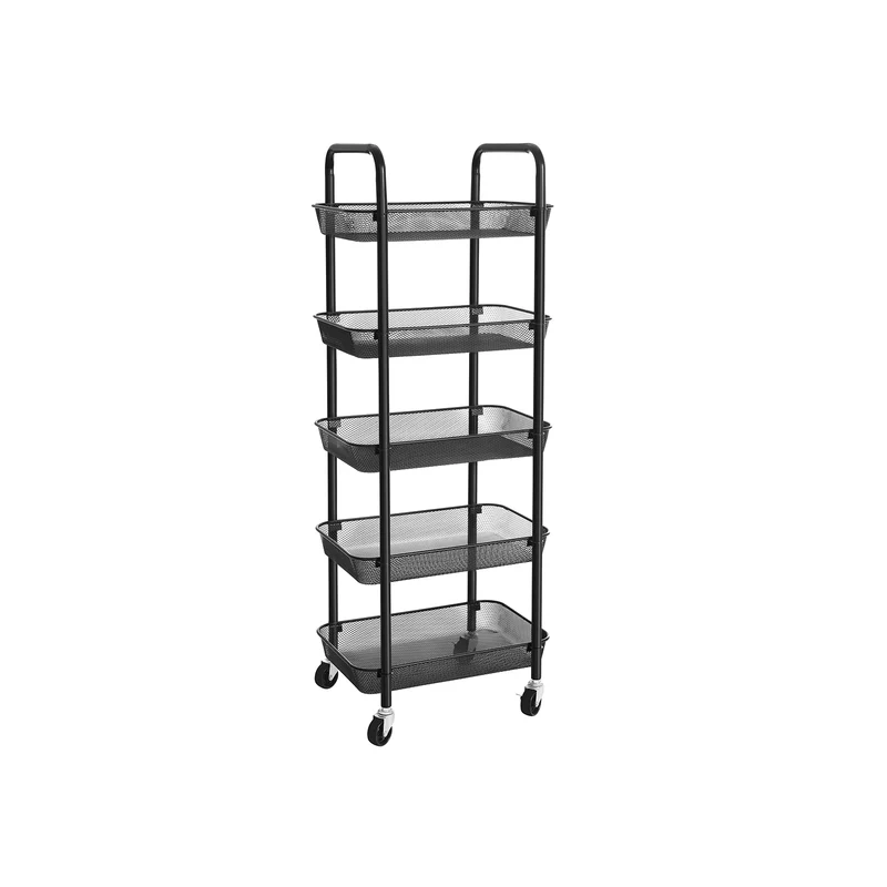 Carrello Portaoggetti a 5 Ripiani Nero