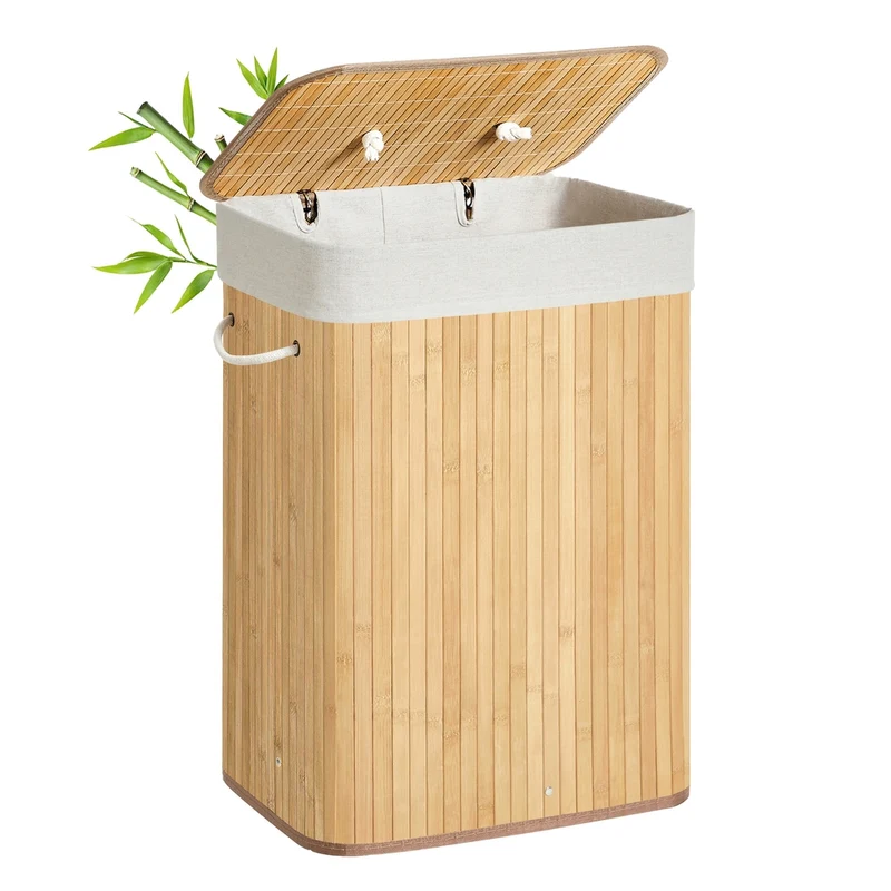 Cesta Porta Biancheria Pieghevole in Bambù