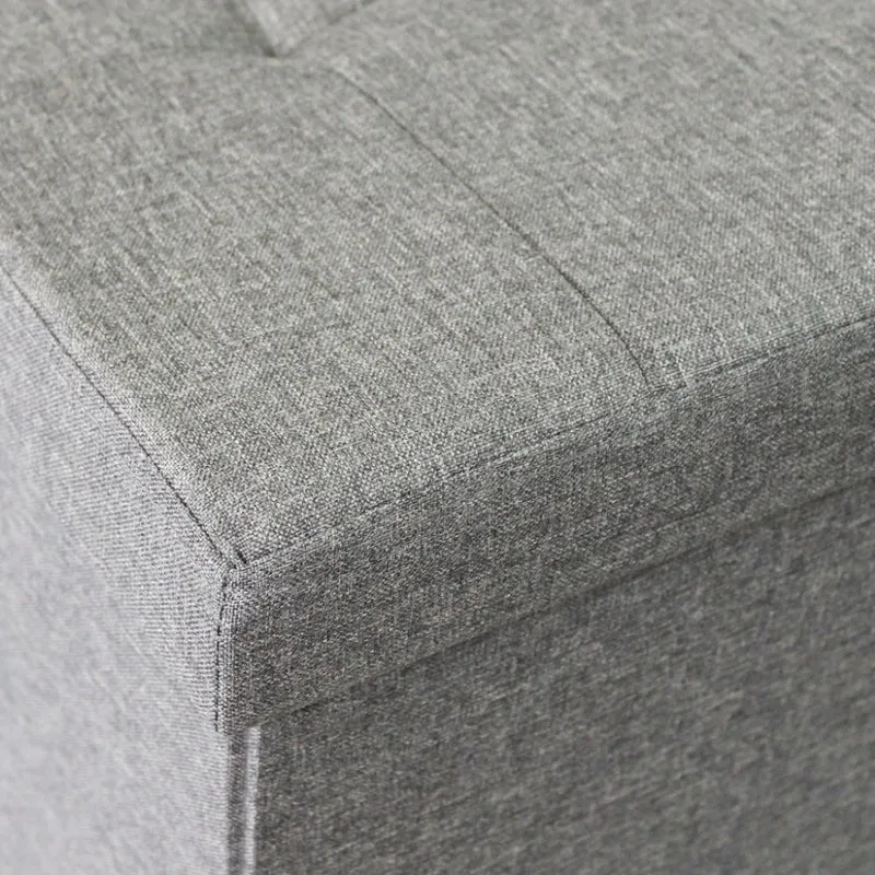 Pouf contenitore rettangolare in tessuto grigio con ampio spazio di stoccaggio ideale per salotto 76x38xH38 cm