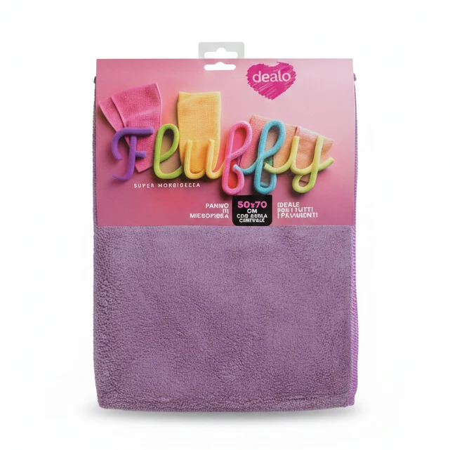Dealo Fluffy Panno Pavimenti Microfibra XL 50x70 cm | Microfibra a Pelo Lungo Alta Densità | Con Asola per Spazzolone | Speciale Parquet e Marmo