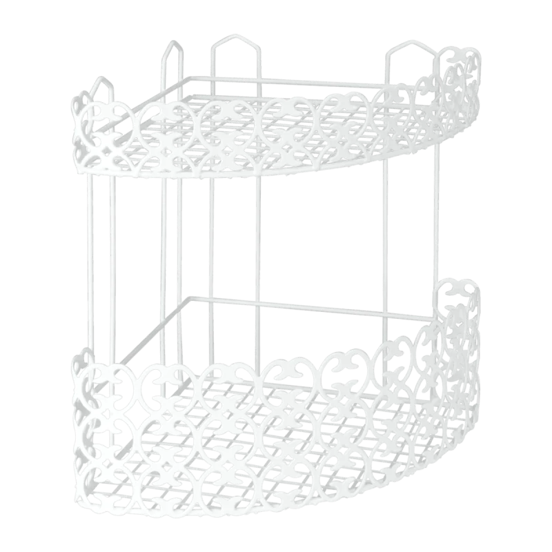 Metaltex Florenz Mensola Angolare 2 Piani | Salvaspazio 25x25x31cm Bianco | Lamiera & Filo con Rivestimento LDPE | Per Cucina, Bagno, Dispensa | Made in Italy