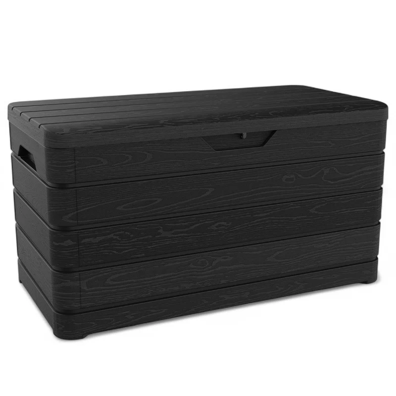 Baule 120x60xH64 cm cassapanca multiuso in resina effetto legno dolomiti 410 lt.