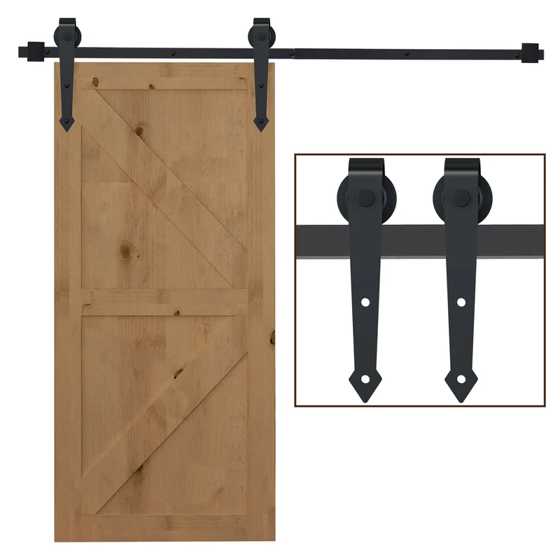 EasyComfort Kit per Porta Scorrevole in Stile Rustico con Binario 200cm e Rotelle, Nero