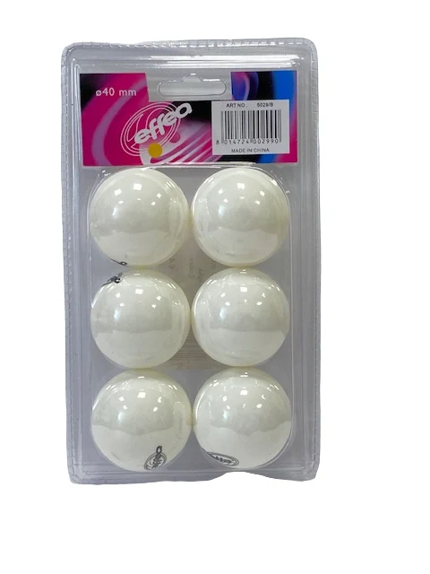Effea Pallina da Ping Pong a 1 stella con diametro 40mm confezione da 6 palline bianche
