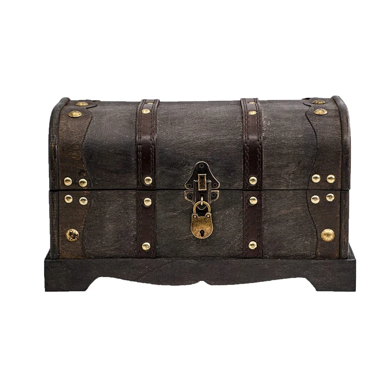 Brynnberg, Columbus, Cofanetto in Legno a Forma di Baule, Stile coloniale, Scrigno dei Pirati, con Lucchetto, 31 x 18 x 18 cm