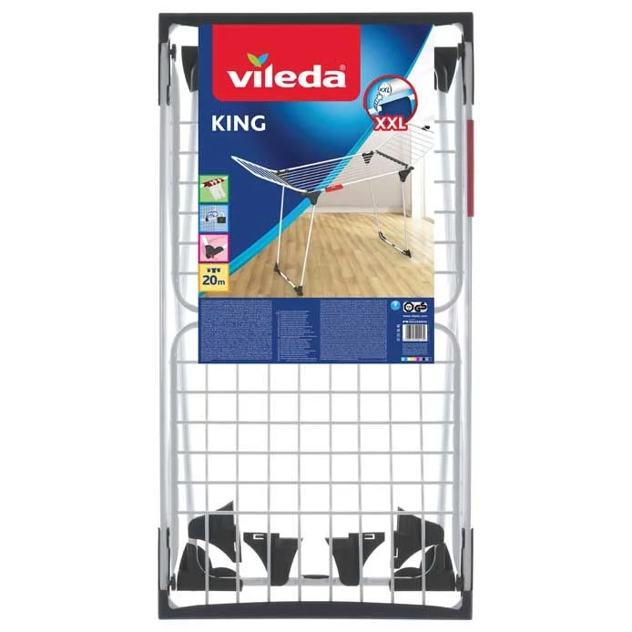 Vileda King Stendibiancheria a Cavalletto in Alluminio e Acciaio – La Soluzione 20 mt Anti-Pieghe Professionale