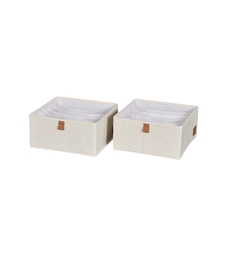 PREMIUM Organizer 6 Fächer breit Beige - Set 2 Stk