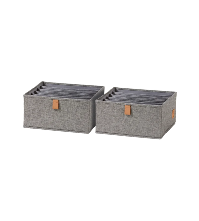 PREMIUM Organizer 6 Fächer breit Grau - Set 2 Stk