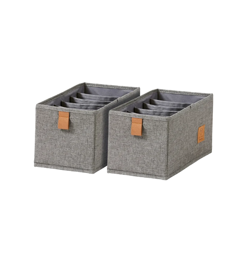PREMIUM Organizer 6 Fächer schmal Grau - Set 2 Stk