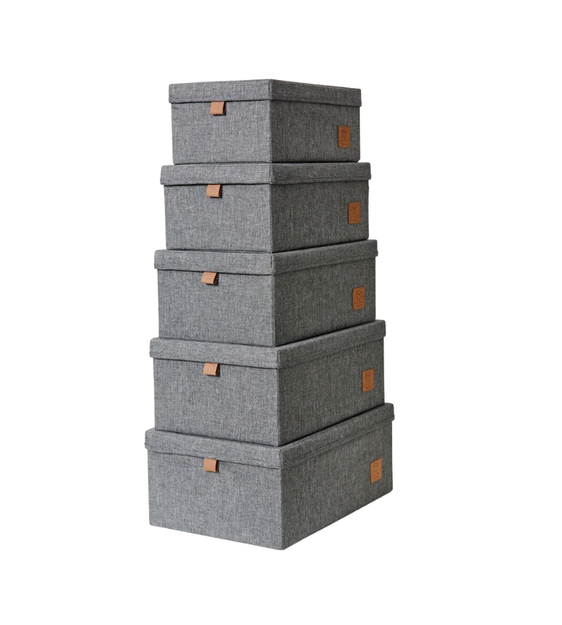 PREMIUM Aufbewahrungsboxen mit Deckel Grau - Set 5 Stk.