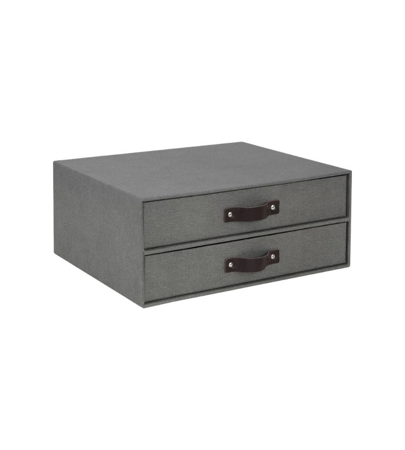 BIRGER Schubladenbox 2 Fächer - Grau Canvas