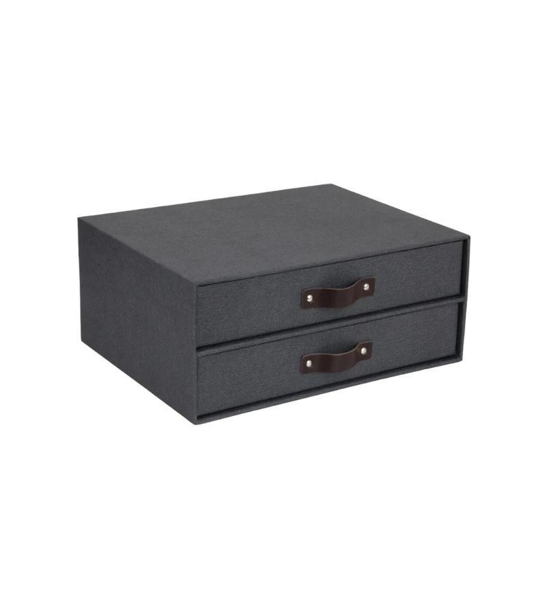 BIRGER Schubladenbox 2 Fächer - Schwarz Canvas