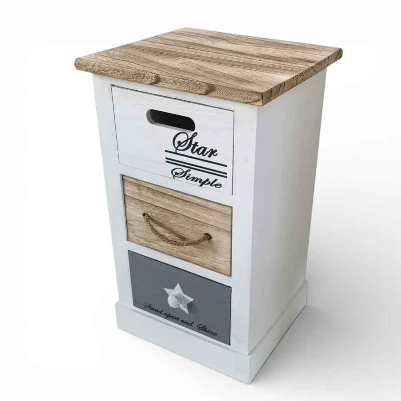 Mobiletto in legno con tre cassetti fisso 29x27xH49 cm