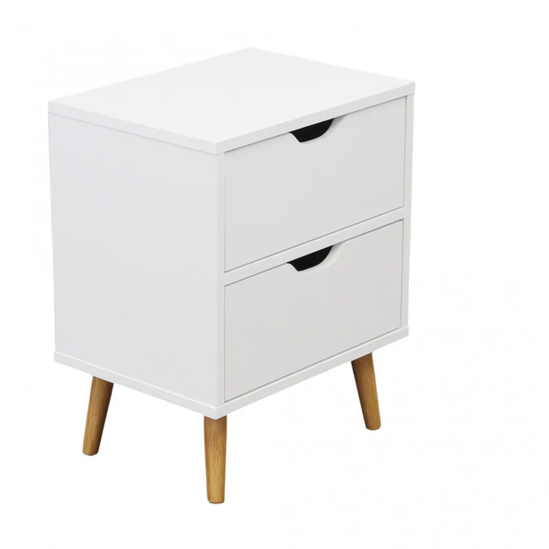 Comodino bianco elegante in legno con cassetto portaoggetti per camera da letto