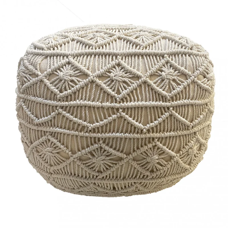 Pouf seduta 45x45x45 cm rivestito in cotone effetto corda