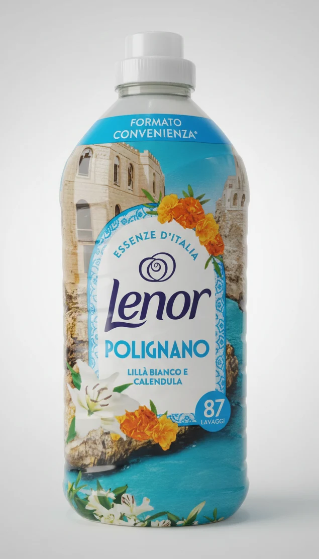 Lenor Essenze d'Italia Polignano Ammorbidente Concentrato 1,827 Litri | 87 Lavaggi | Fragranza Lillà Bianco e Calendula | Morbidezza 85% Base Vegetale | Champions Edition