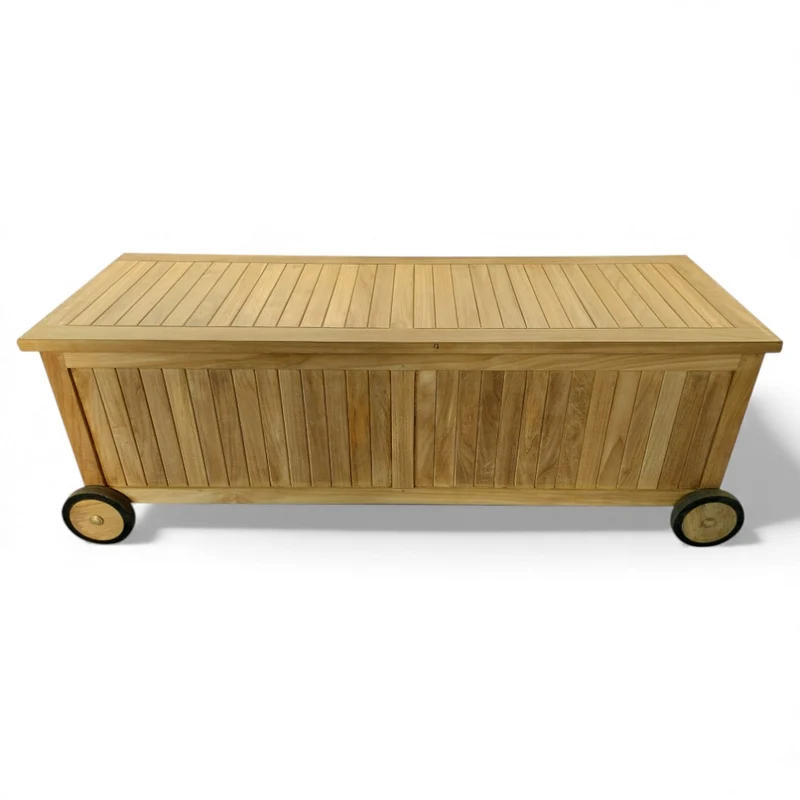 Contenitore baule rettangolare in legno teak marrone 155x55xH63cm
