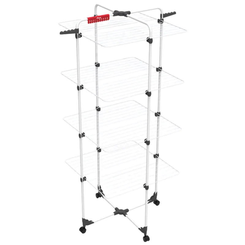 Stendibiancheria in acciaio 4 ripiani verticale a torre con 40mt lineari per stendere Modular 4