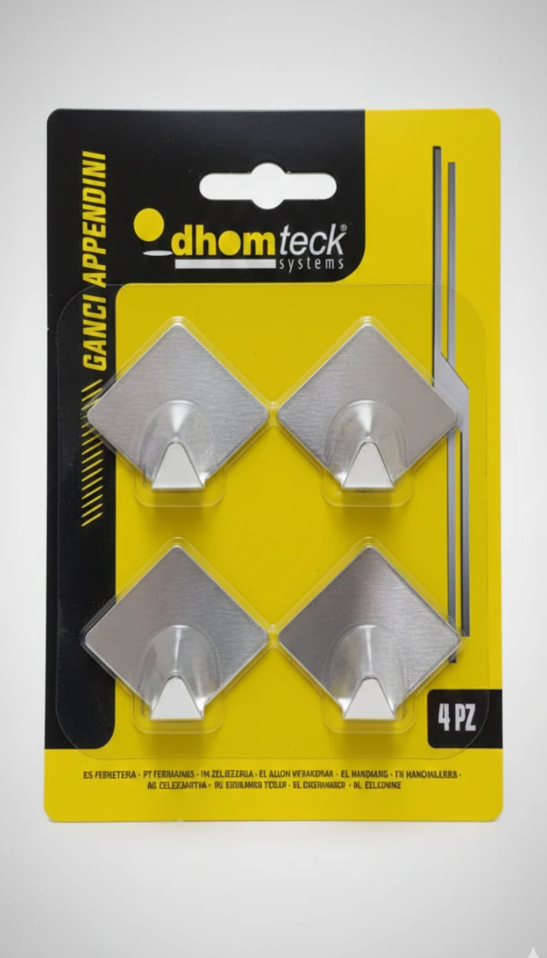dHomeTeck Ganci Appendini Multiuso 4 Pezzi | Supporti in Metallo dal Design Moderno | Ganci Adesivi per Casa e Ufficio