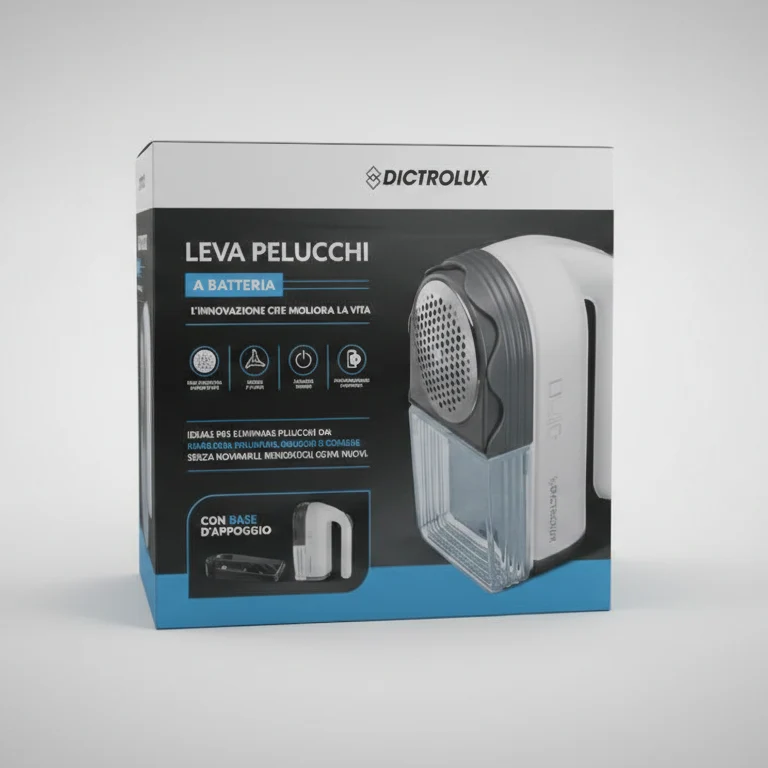 DICTROLUX Leva Pelucchi Elettrico a Batteria con Base d'Appoggio | Rete Prottetiva a Nido d'Ape | Ideale per Maglioni, Giacche e Coperte