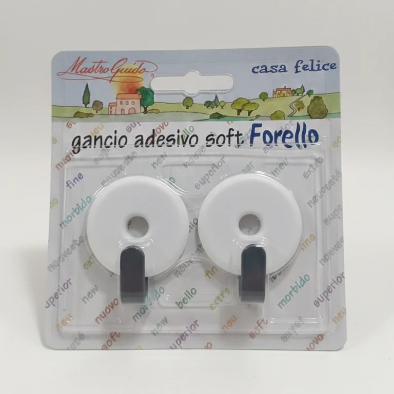 Mastro Guido Gancio Adesivo Soft Fiorello | Set 2 Pezzi | Ideale per Cucina e Bagno | Disponibile in Rosa, Azzurro e Bianco