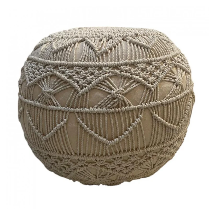 Pouf contenitore imbottito in cotone 40x40x40 cm con design cucito