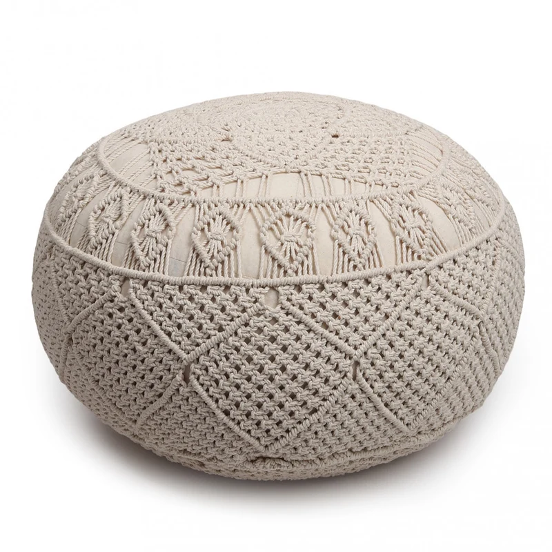 Pouf imbottito in tessuto cotone 40x40x40 cm con design versatile e compatto