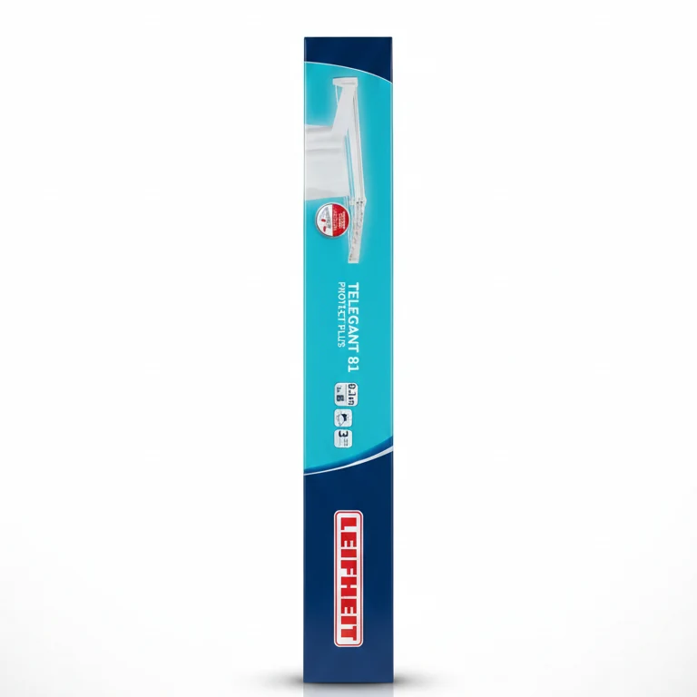 Leifheit Telegant 81 Protect Plus Stendibiancheria da Parete Estensibile | 8,1 Metri di Stesa | Barra Portasciugamani 90 cm | Design Telescopico a Scomparsa