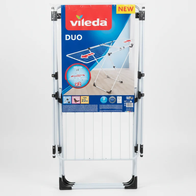 Vileda Surprise Stendibiancheria Estensibile da Interni | Fino a 20 Metri di Stenditura | Fili in Alluminio Anti-Piega | Con Ruote e Supporto Piccoli Capi | Made in Italy Design