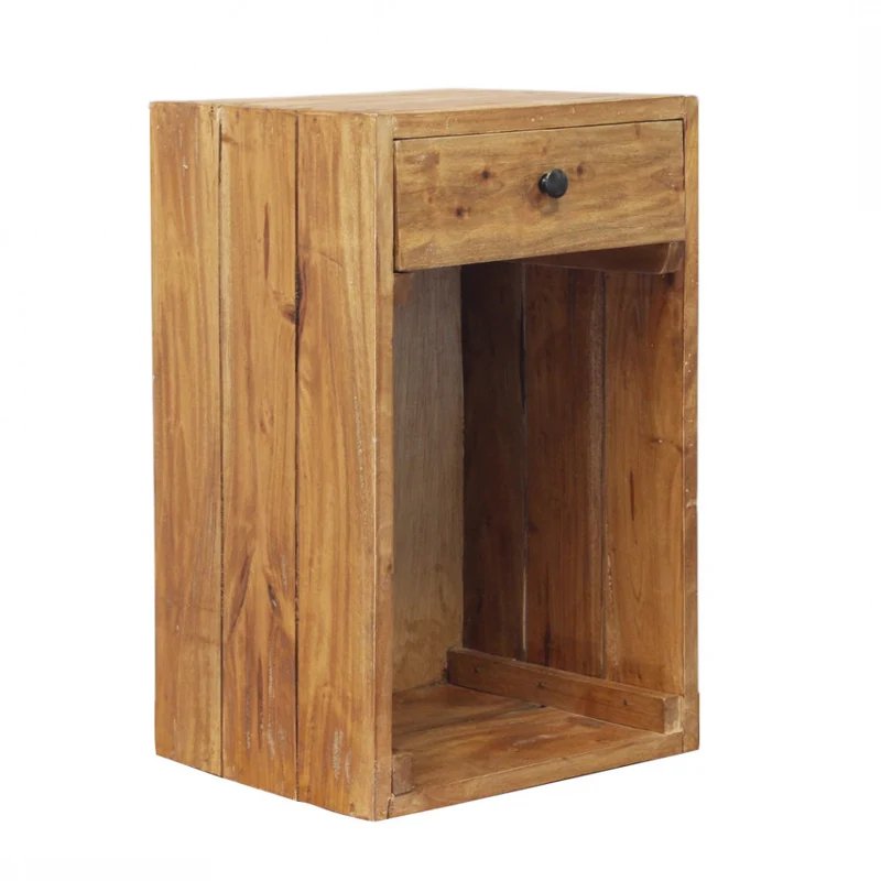 Mobiletto comodino in legno riciclato fisso 35x30x55 cm