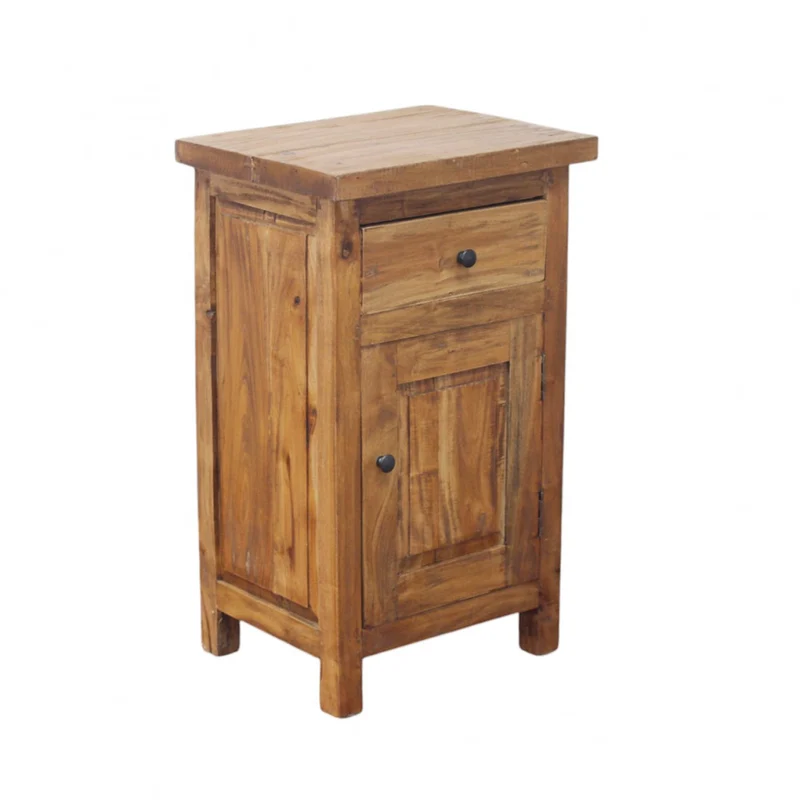 Mobiletto comodino in legno riciclato 43x33xH70 cm fisso