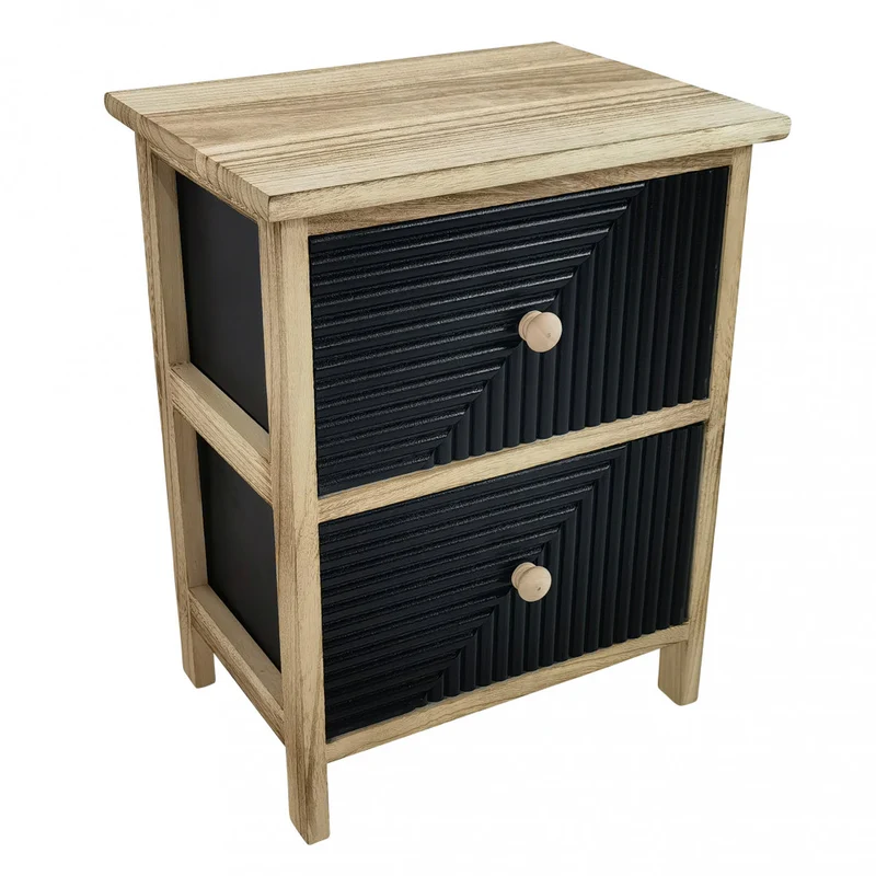 Mobiletto in legno con due cassetti fisso nero e beige 34x25xH43.5 cm Artec