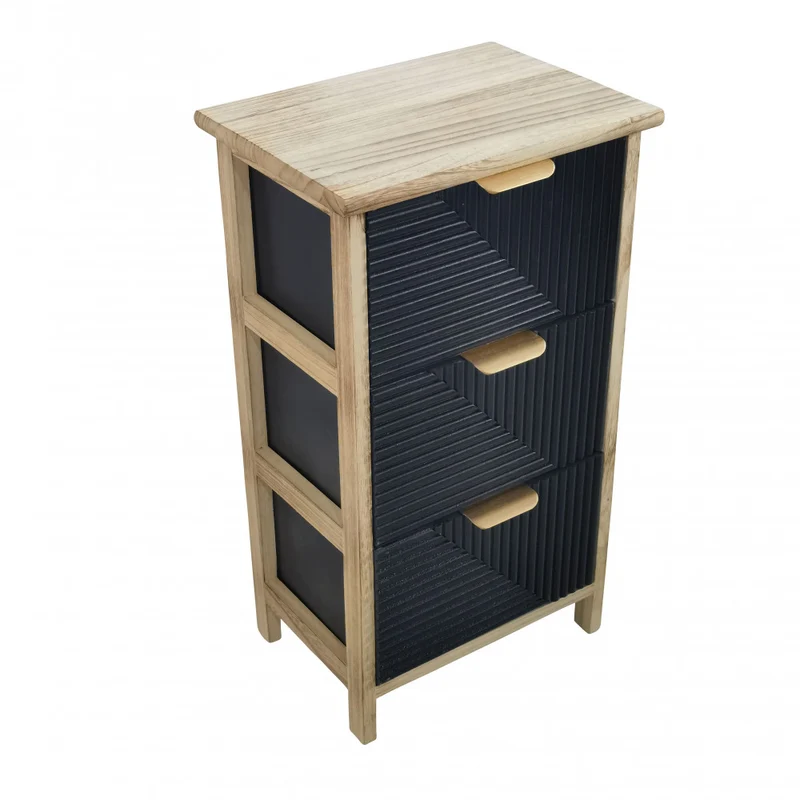 Mobiletto comodino in legno con tre cassetti 34x25xH60.5 cm Claiton