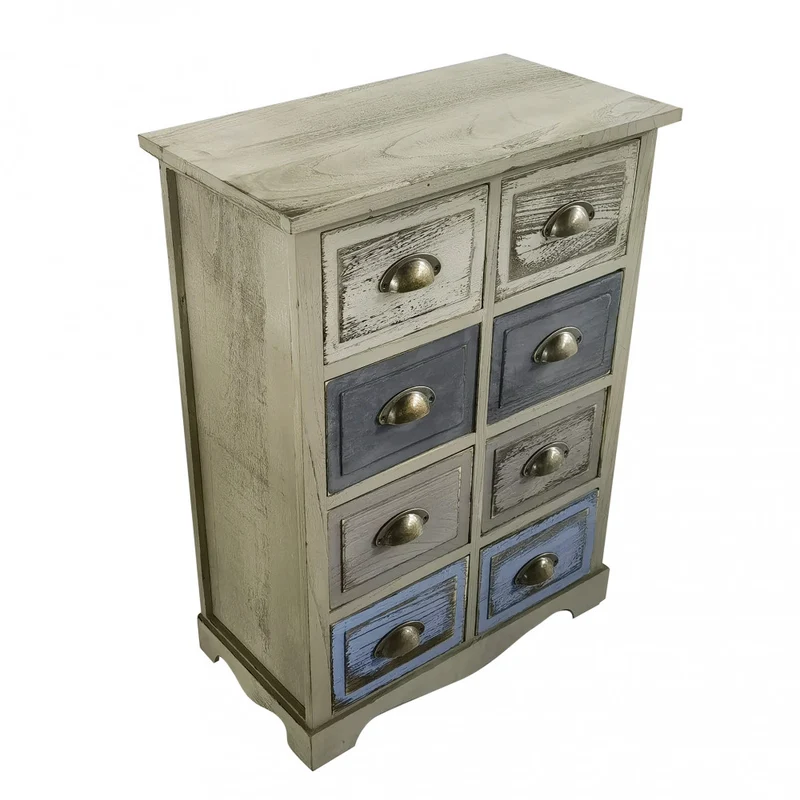 Mobile cassettiera in legno 8 cassetti organizzazione compatto e fisso 53x29xH73 cm
