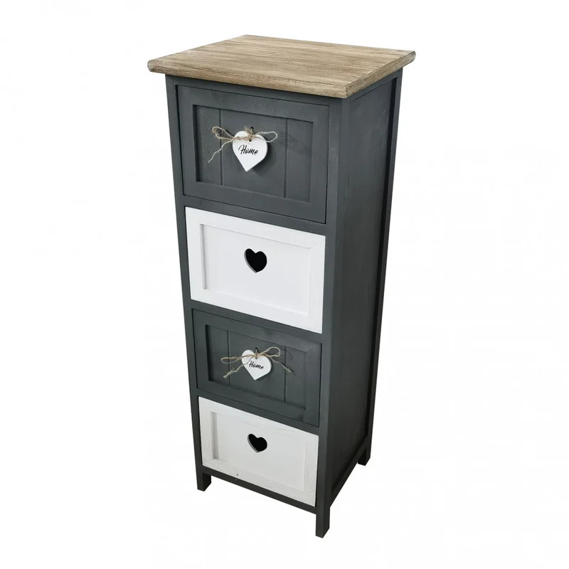 Mobiletto in legno con quattro cassetti fisso 30x27.5xH81cm