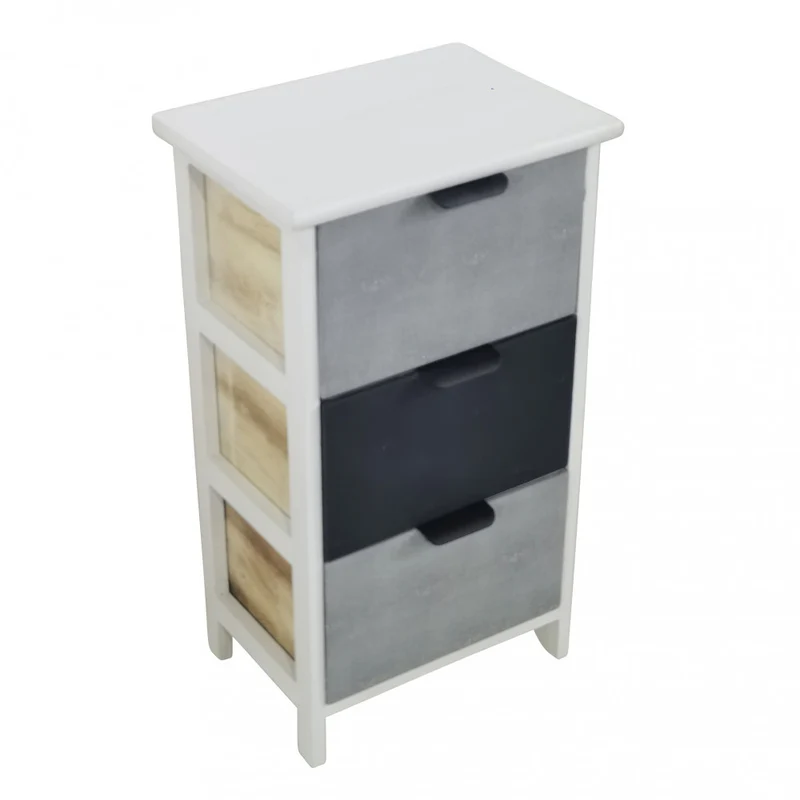 Mobiletto in legno con tre cassetti multiuso design compatto 34x25xH60.5 cm