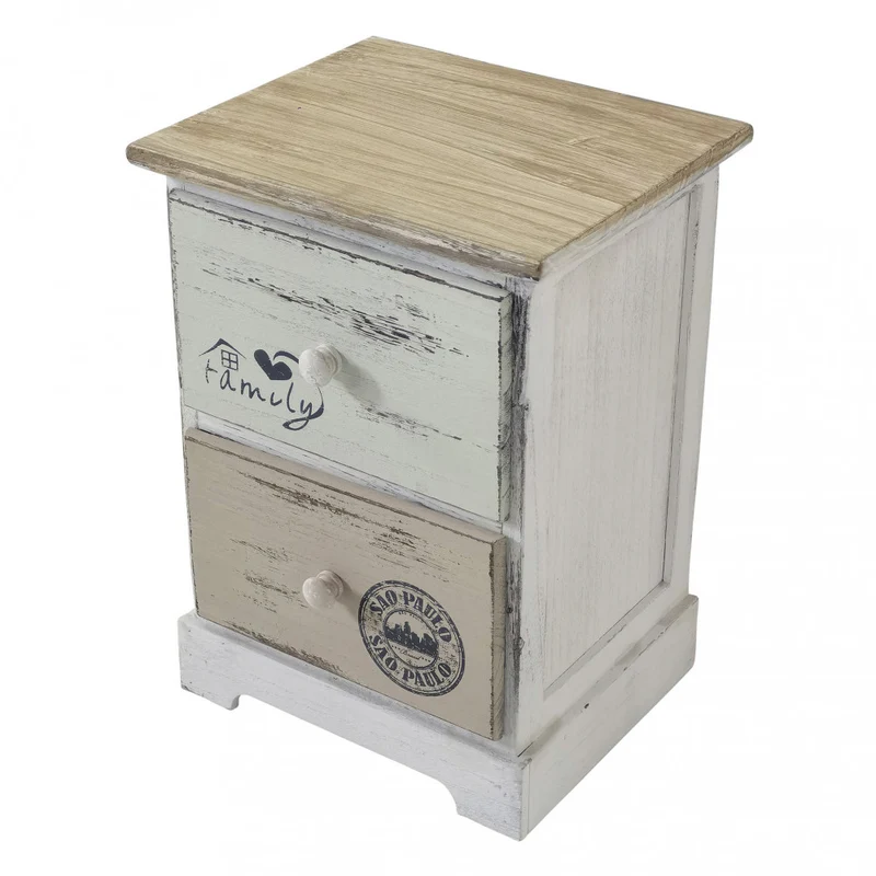 Mobiletto in legno con due cassetti fisso per soggiorno 29x25xH40 cm