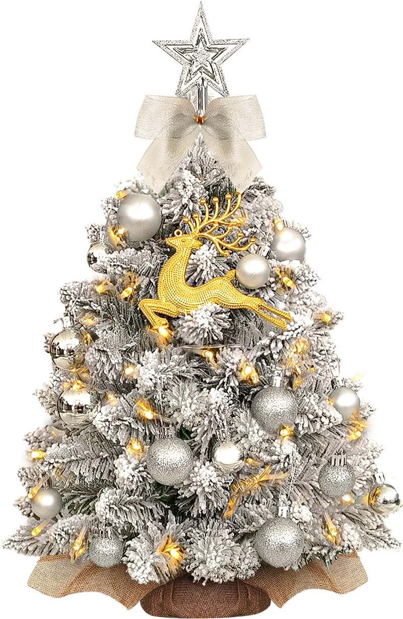 Albero di Natale Piccolo 60 cm,Mini Albero di Natale con LED Illuminazione, per DIY Tavolo da Pranzo Decorazione Natalizia,piccolo albero di natale