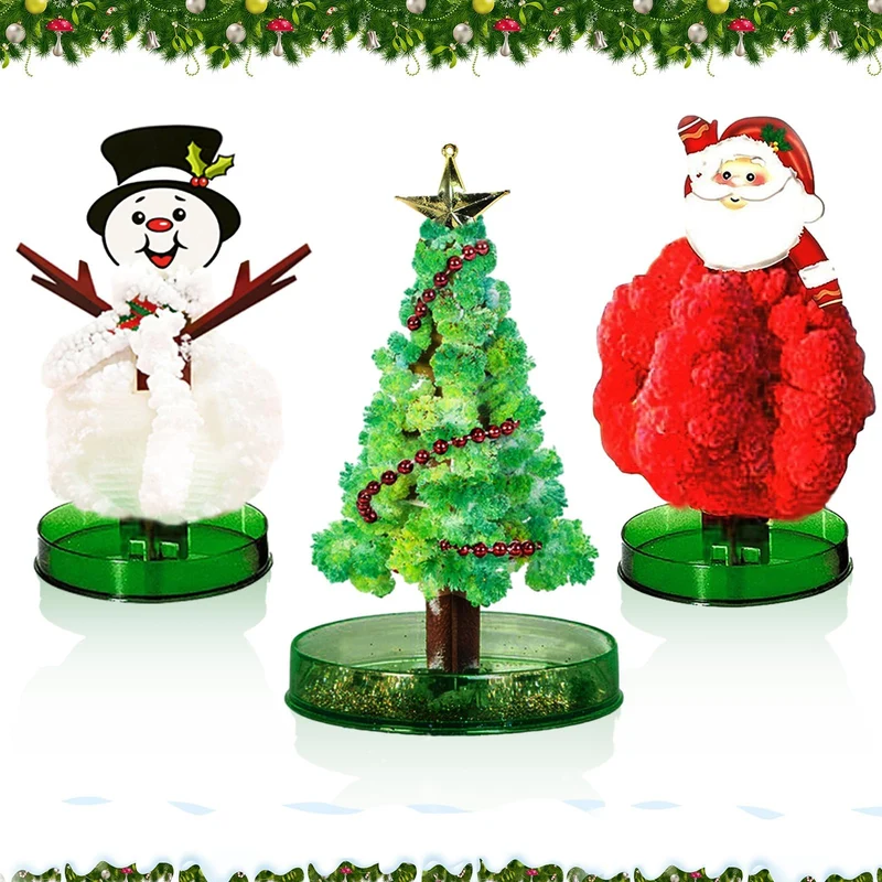 Set di 3 mini albero di Natale, magico, albero di Natale, magico, kit per la scienza e giocattoli, istruzioni per l'apprendimento (lingua italiana non garantita)