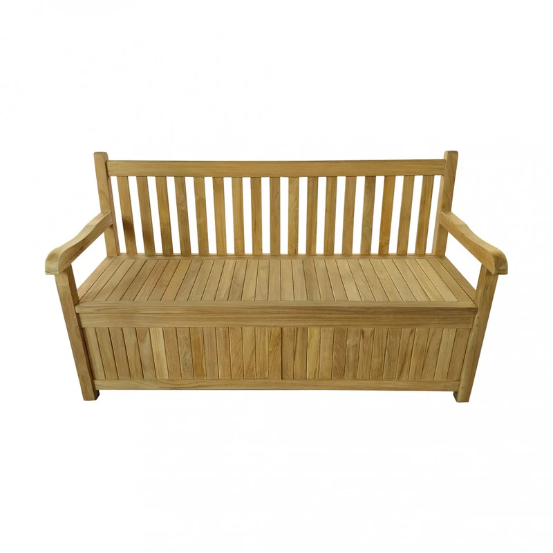 Panchina baule cassapanca in legno di teak 160x64x92 cm con braccioli
