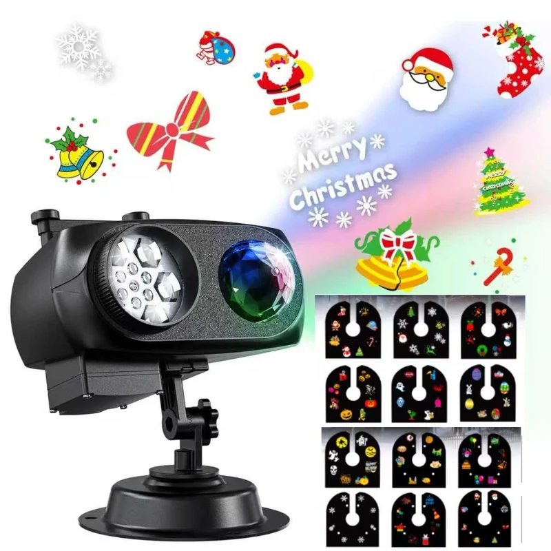 Proiettore di Natale luci per esterni IP44 impermeabile, 15 W luminoso HD Ocean Wave Effect, 12 diapositive 96 nessuna dissolvenza immagini luce per regalo Halloween, Natale proiettore LED decorazione