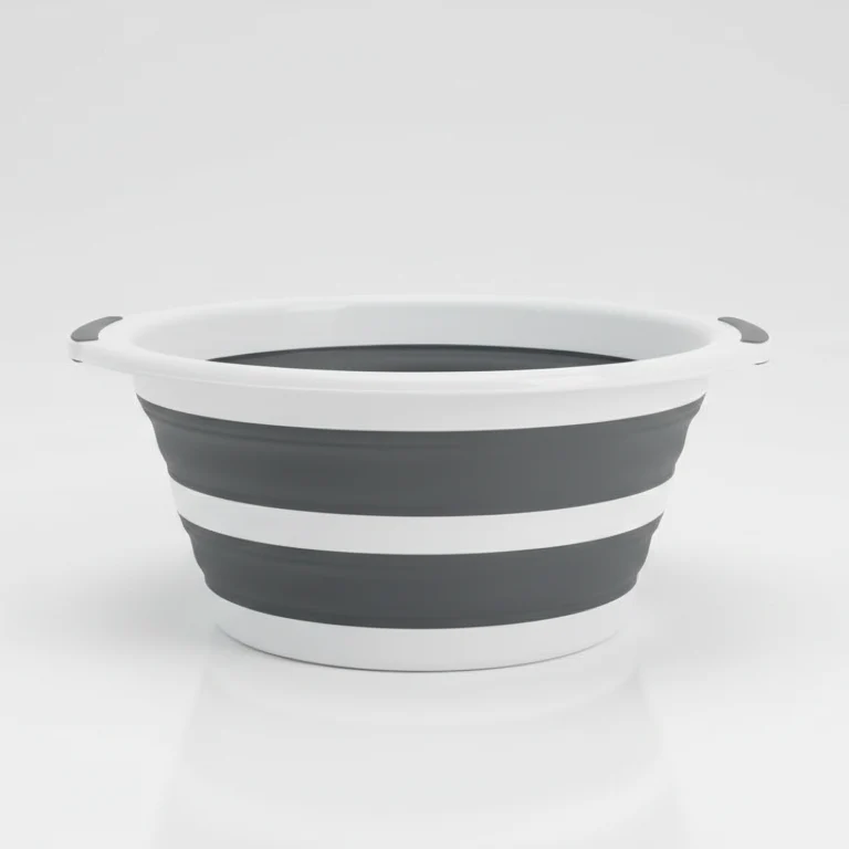 AD Trend Catino Pieghevole Salvaspazio - Ø 46cm, H 20cm, Grigio/Bianco