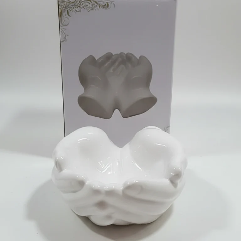 Giardini di Marzo Svuotatasche Decorativo in Ceramica - Forma Mani Unite - 21x15x7H cm