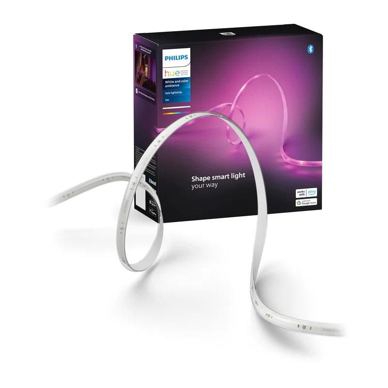 Philips Hue Indoor 1 Pack Strisce LED Smart Solo Kit Base 5m - Luci LED con controllo tramite Hue App - Strisce luminose compatibili con Alexa, Google Assistant e Apple HomeKit