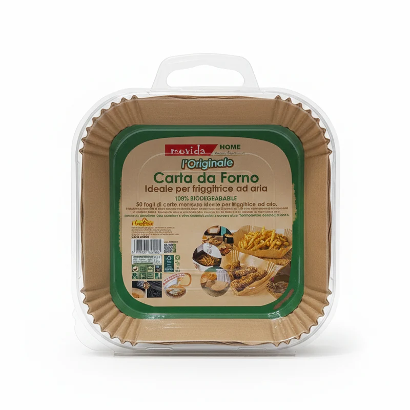 Movida Home Carta da Forno a Cestello per Friggitrice ad Aria XL | 20x20 cm | 50 Fogli Quadrati PFAS Free