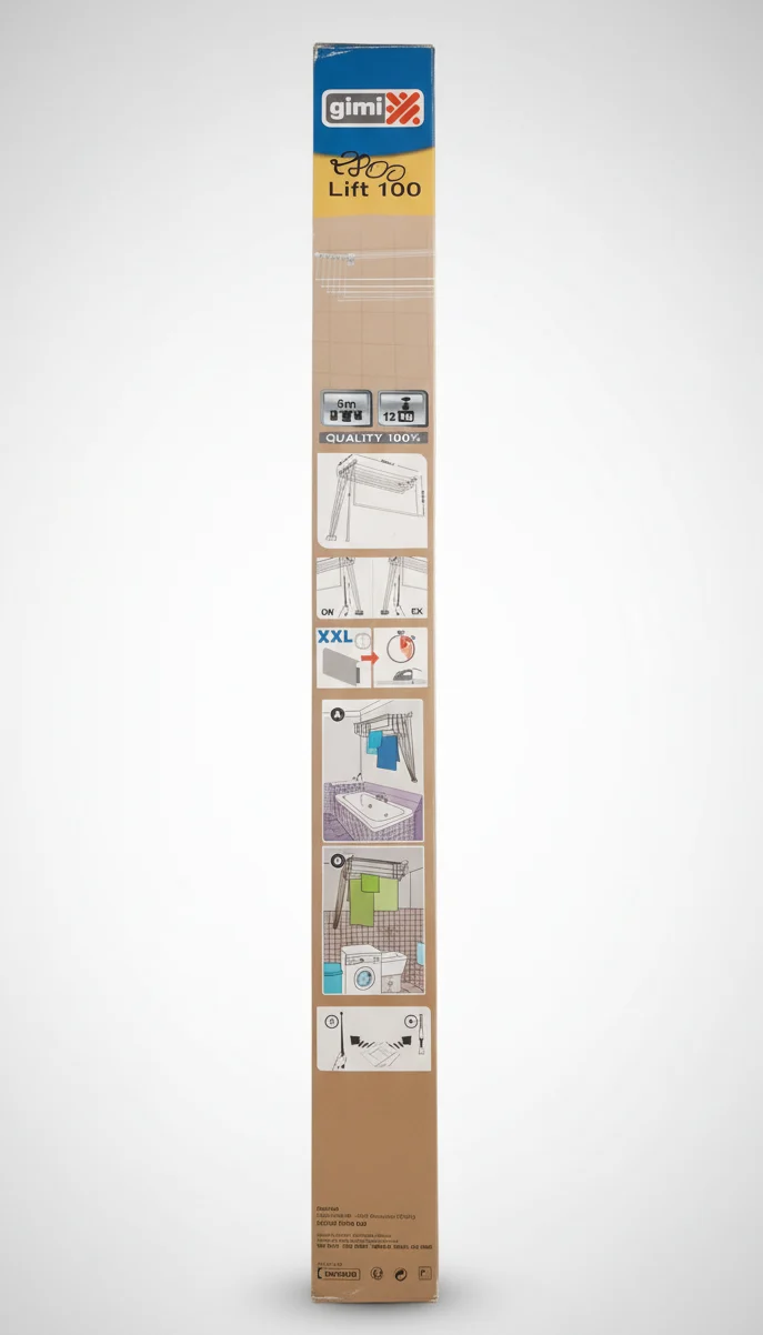 GIMI LIFT 100 Stendibiancheria Saliscendi | Da Soffitto/Parete | 6 Metri di Stenditura | Portata 12 kg | 100 x 46 cm