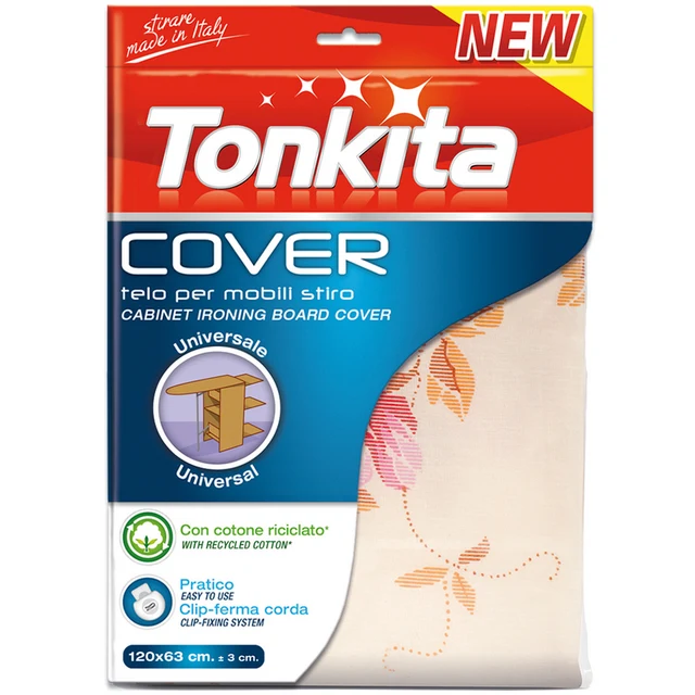 Tonkita Cover Telo per Mobili Stiro Universale 120x63 cm | Ex Arix Stirokay Mobilio | Cotone Riciclato Imbottito con Sistema Clip-Fix